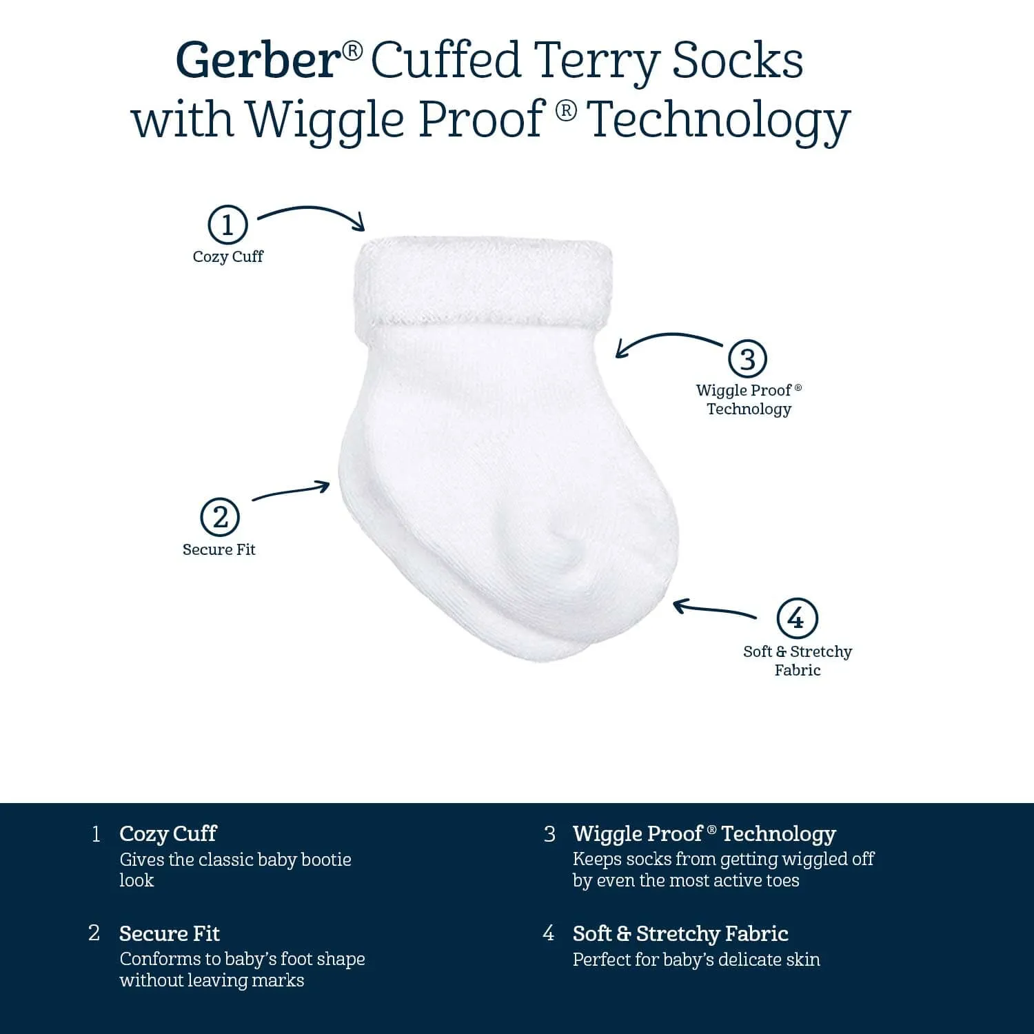 6-Pack Baby Boys Fox Wiggle Proof Terry Bootie Socks