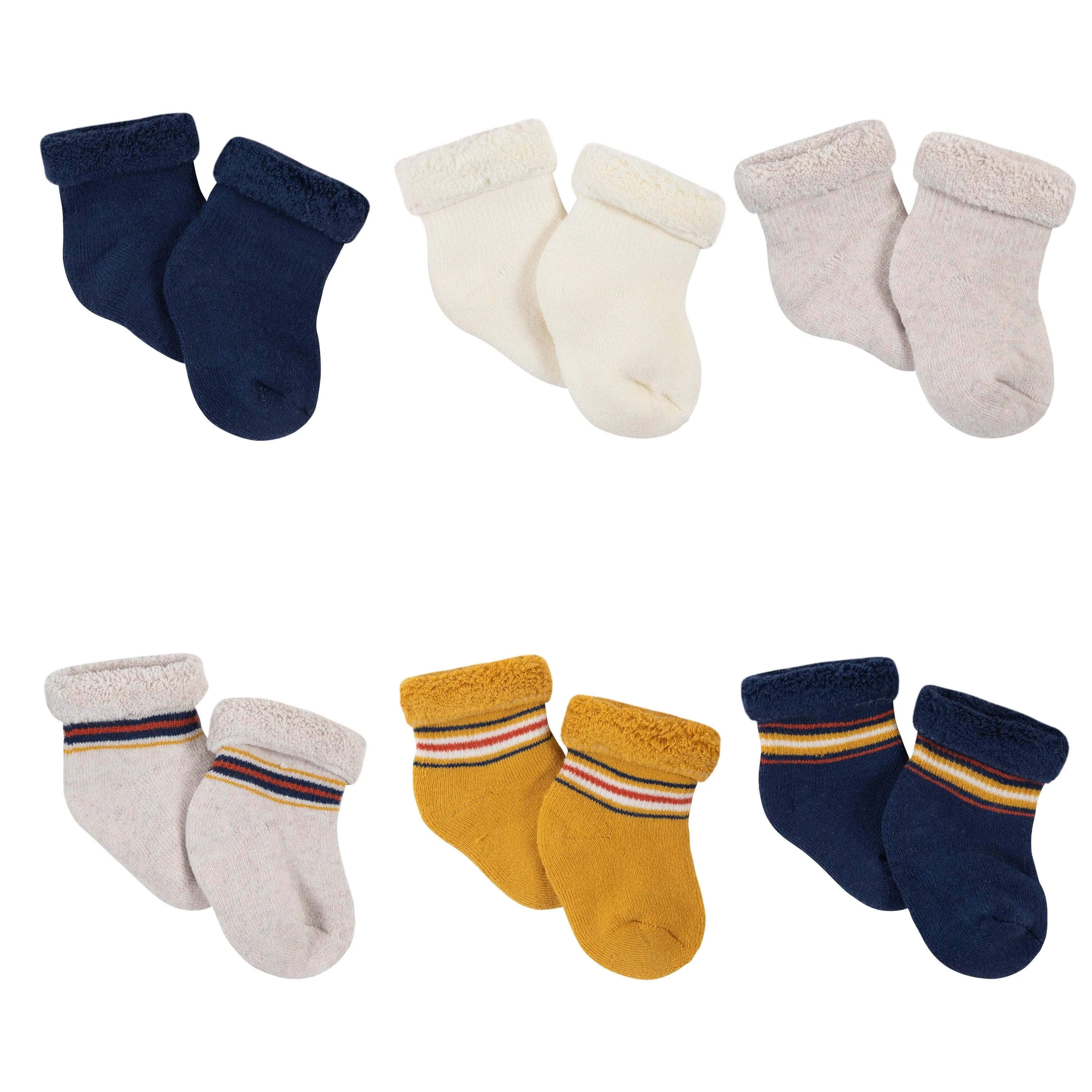 6-Pack Baby Boys Fox Wiggle Proof Terry Bootie Socks