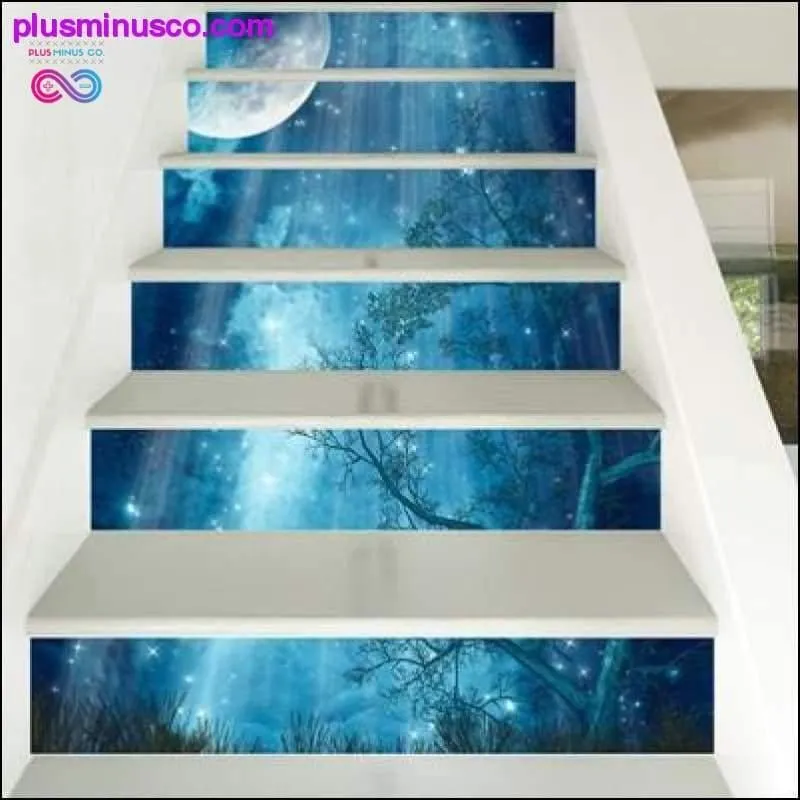 6pcs/set 3D Waterfall Stairs Sticker Risers Mural Sunset