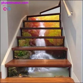 6pcs/set 3D Waterfall Stairs Sticker Risers Mural Sunset