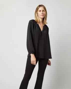 Ariana Blouse in Black Silk Crepe de Chine