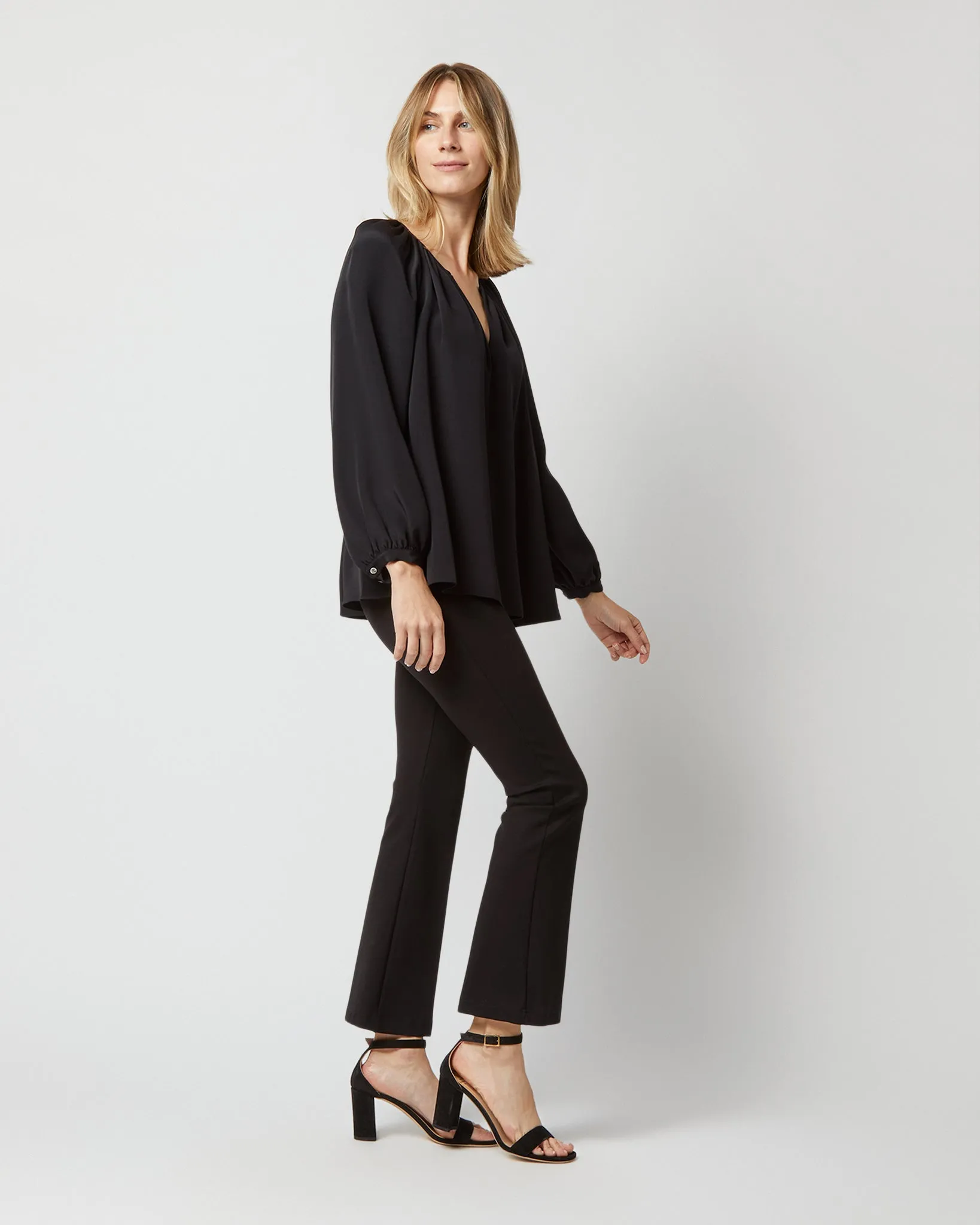 Ariana Blouse in Black Silk Crepe de Chine