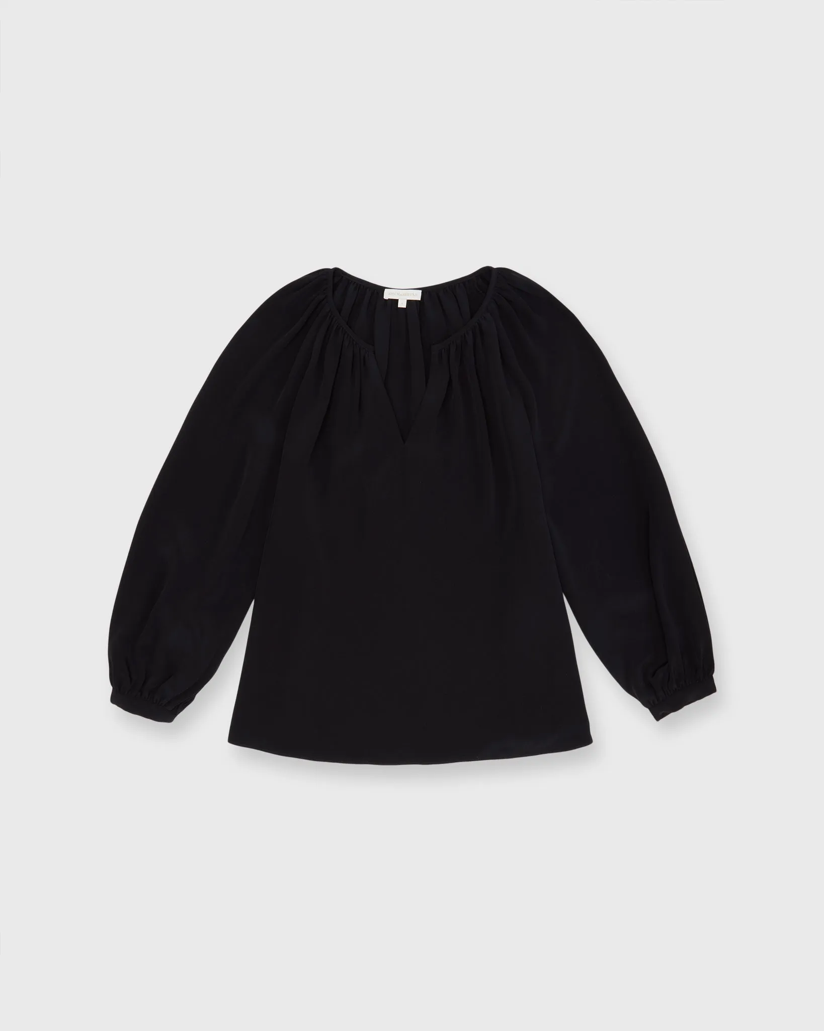 Ariana Blouse in Black Silk Crepe de Chine