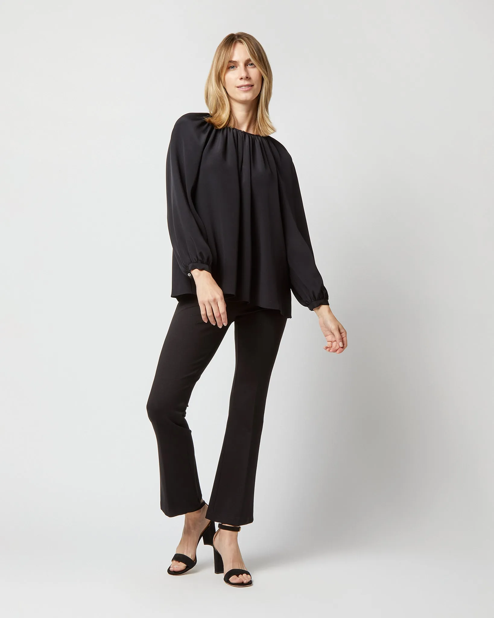 Ariana Blouse in Black Silk Crepe de Chine