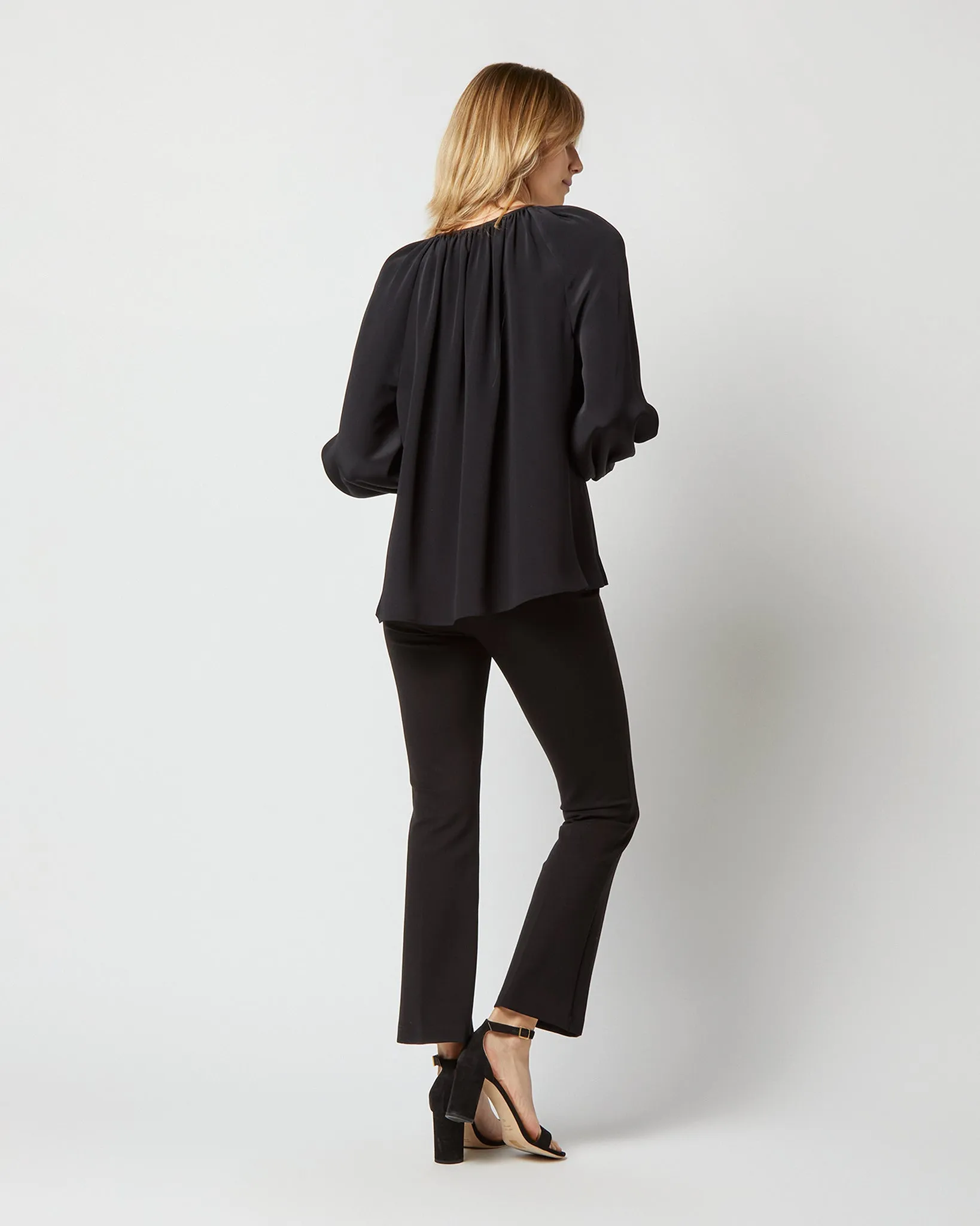 Ariana Blouse in Black Silk Crepe de Chine