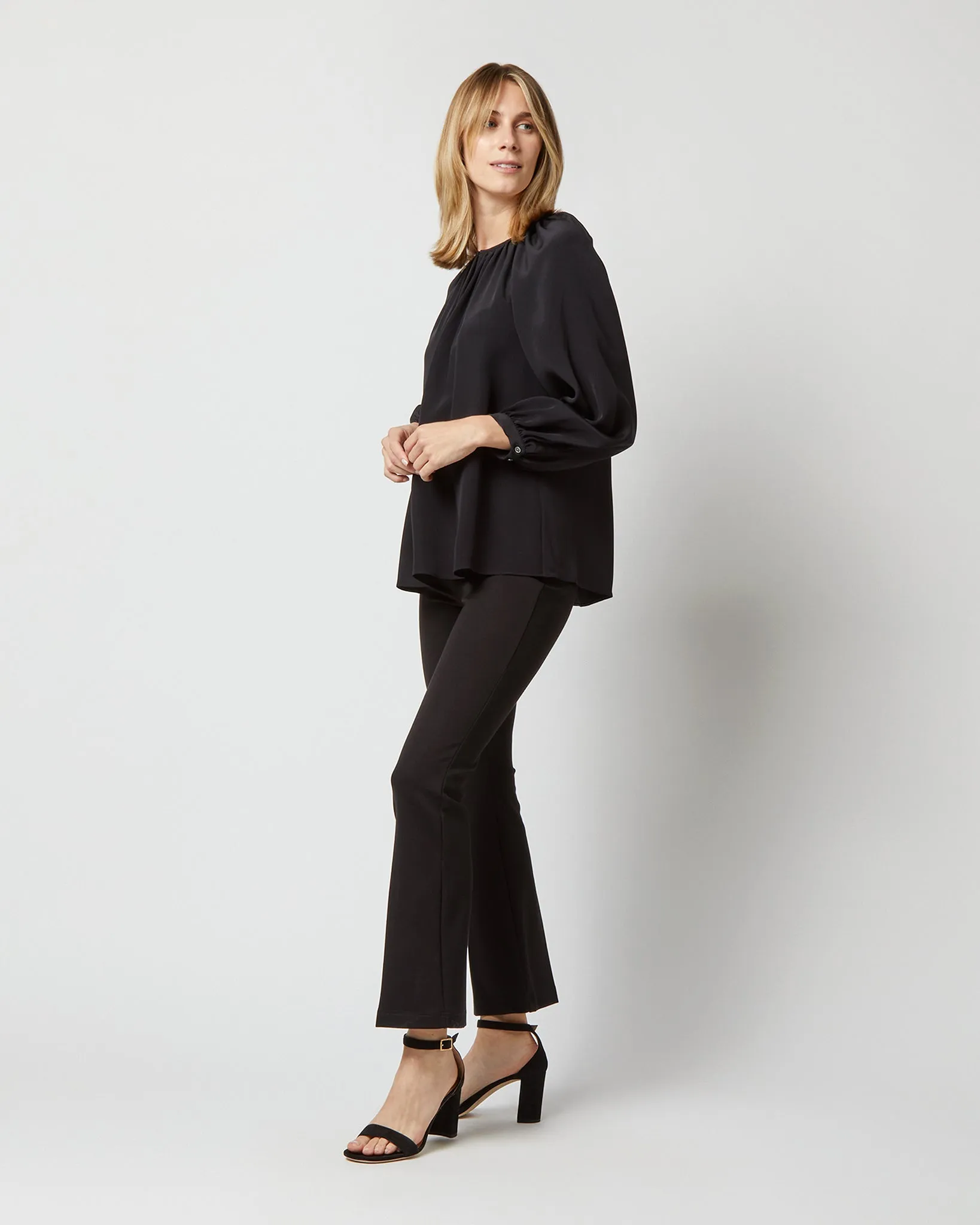 Ariana Blouse in Black Silk Crepe de Chine