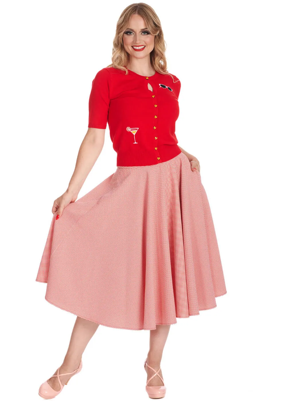 Banned Sailing Breeze 50's Swing Skirt Red