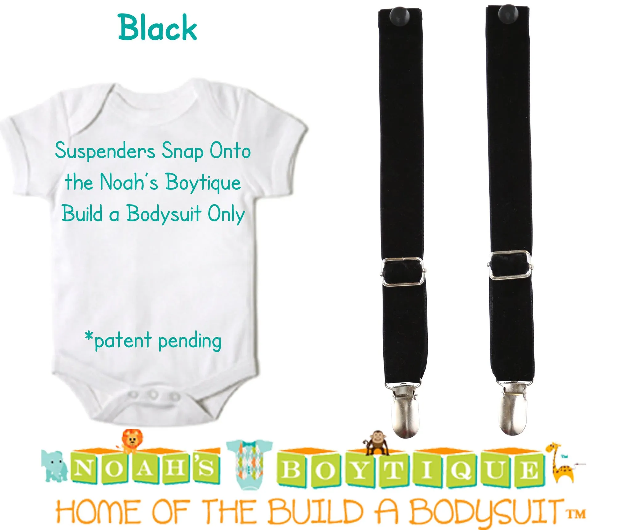 Black Noah's Boytique Bodysuit Suspenders Snap On