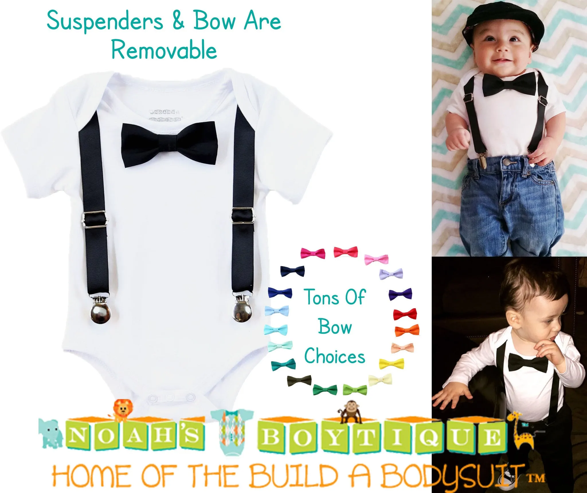 Black Noah's Boytique Bodysuit Suspenders Snap On