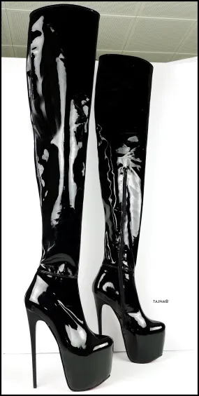 Black Patent 100 cm Extreme Ultra High Thigh Boots