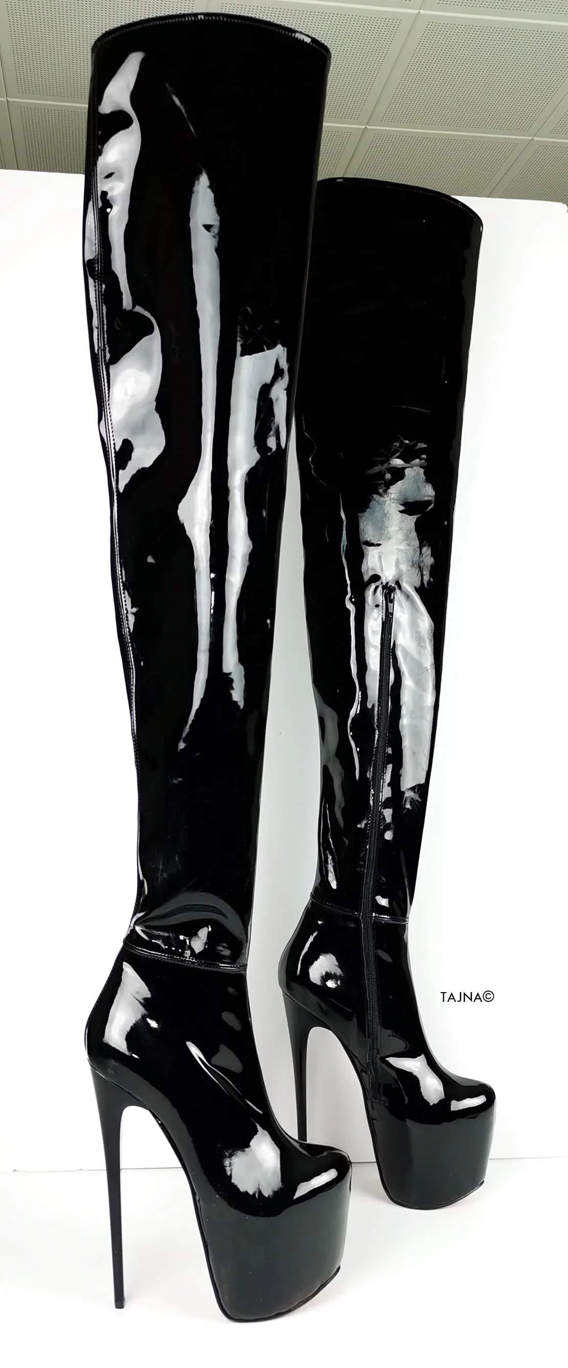 Black Patent 100 cm Extreme Ultra High Thigh Boots