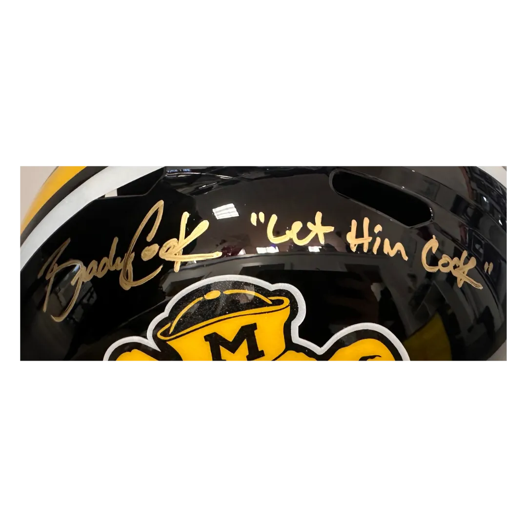 Brady Cook Missouri Tigers Autographed Full Size Sailor Tiger Speed Rep Helmet w/ "Let Him Cook" Inscription - JSA COA