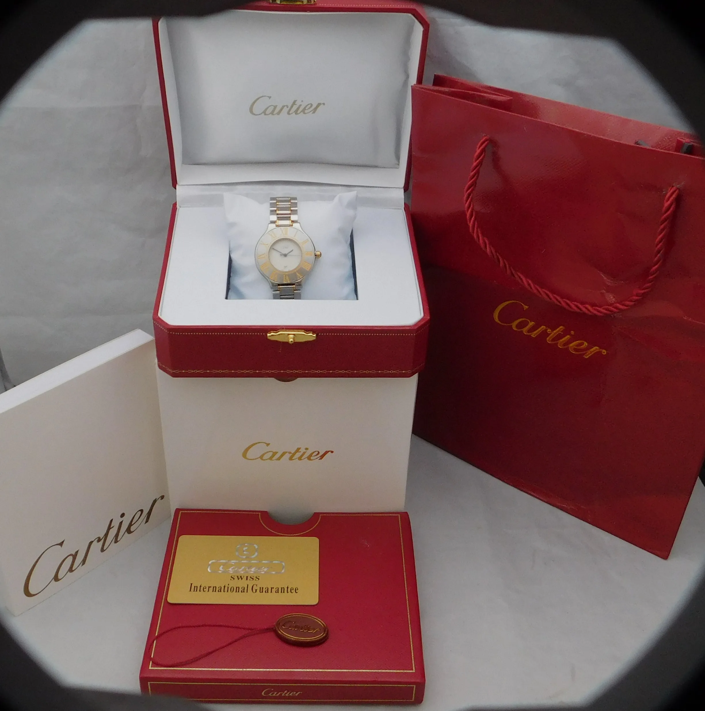 Cartier Must de Cartier 21 Roman Bezel Seconds Hand Date 2 Tone Mens Watch....34mm