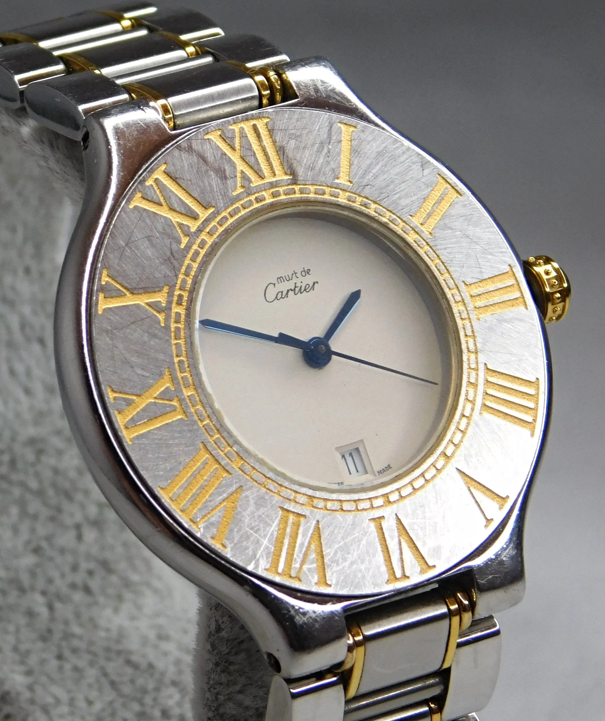 Cartier Must de Cartier 21 Roman Bezel Seconds Hand Date 2 Tone Mens Watch....34mm