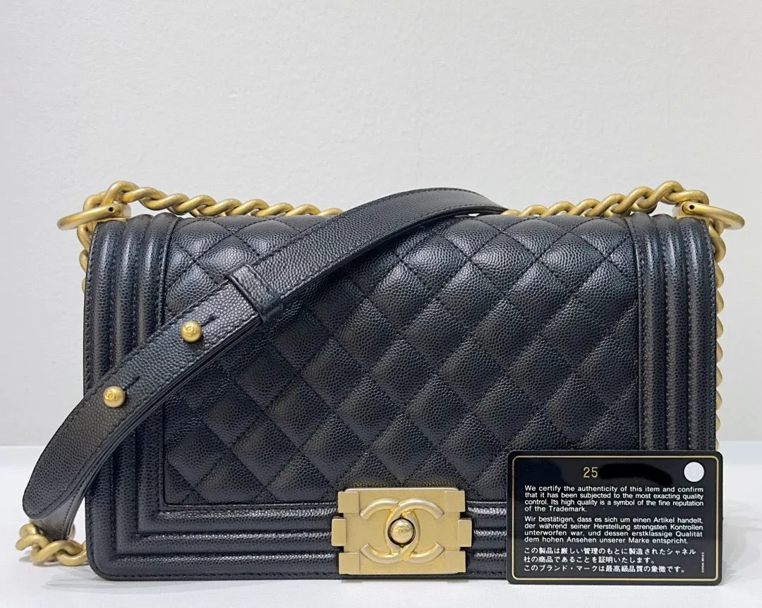 Chanel Medium Caviar Boy Bag Black GHW