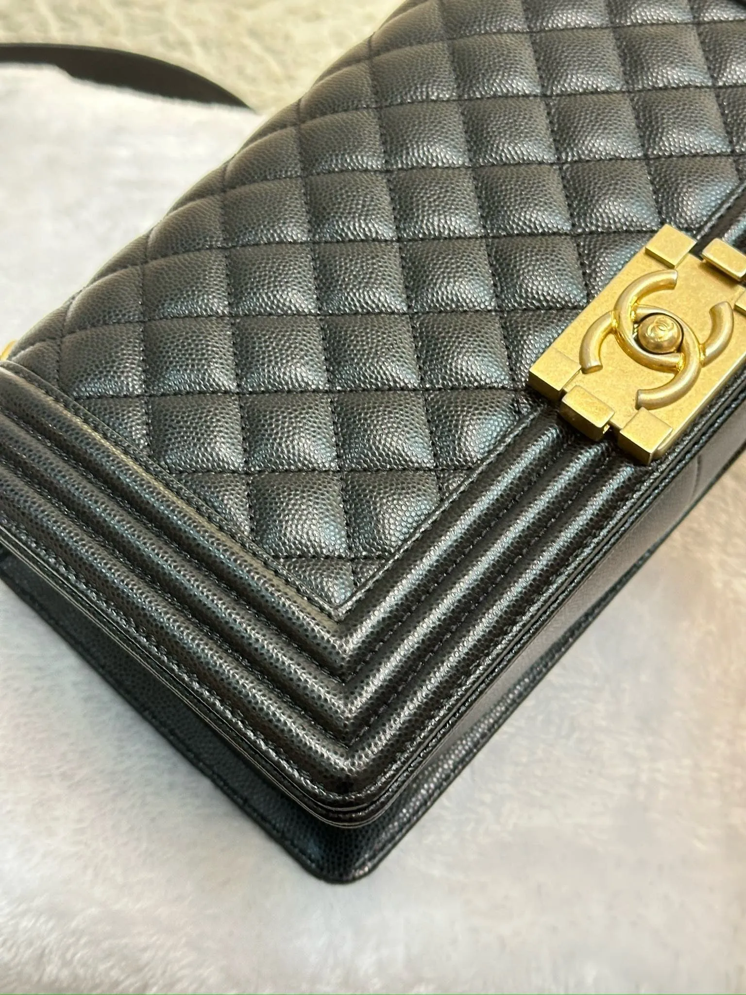 Chanel Medium Caviar Boy Bag Black GHW