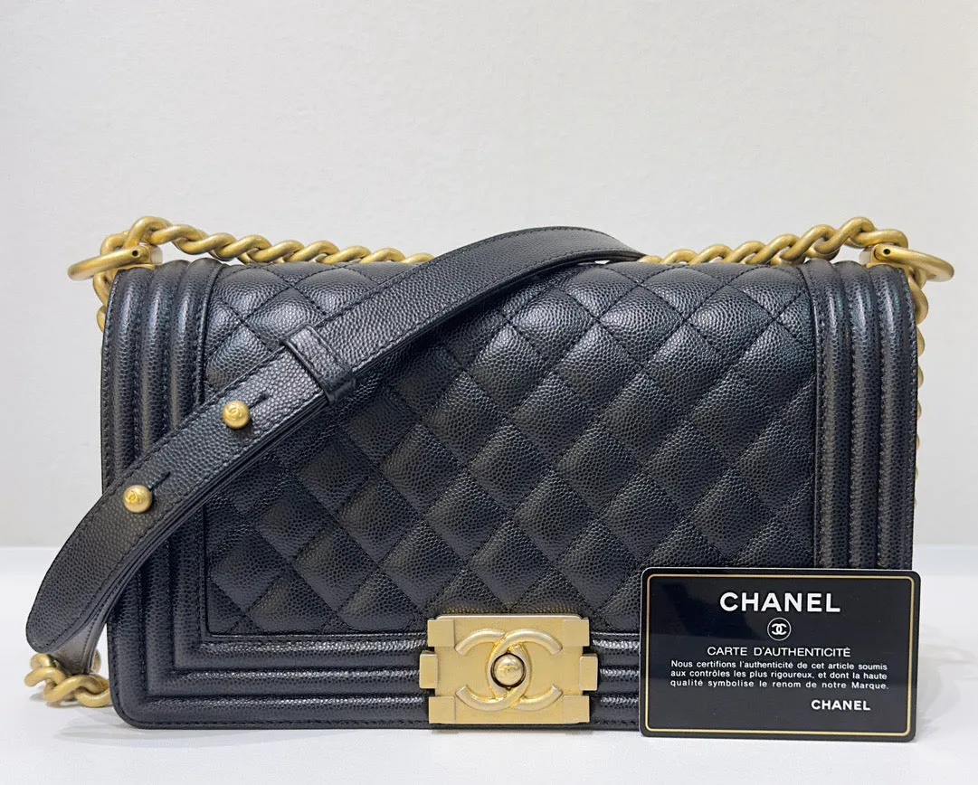 Chanel Medium Caviar Boy Bag Black GHW