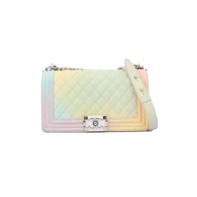 Chanel Quilted Medium Boy Rainbow Calfskin Rainbow Hardware