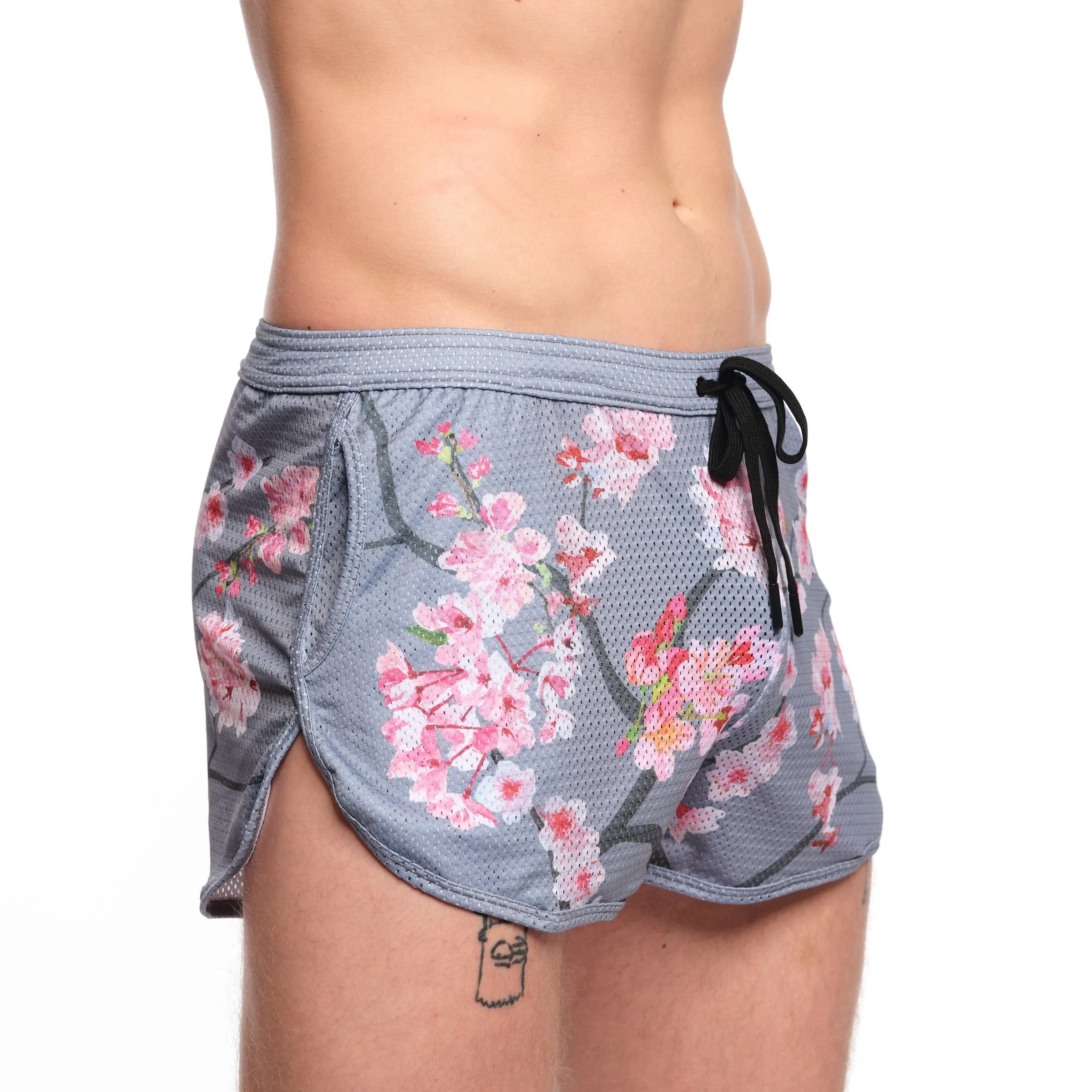 Cherry Blossom Mesh Short Grey