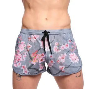 Cherry Blossom Mesh Short Grey