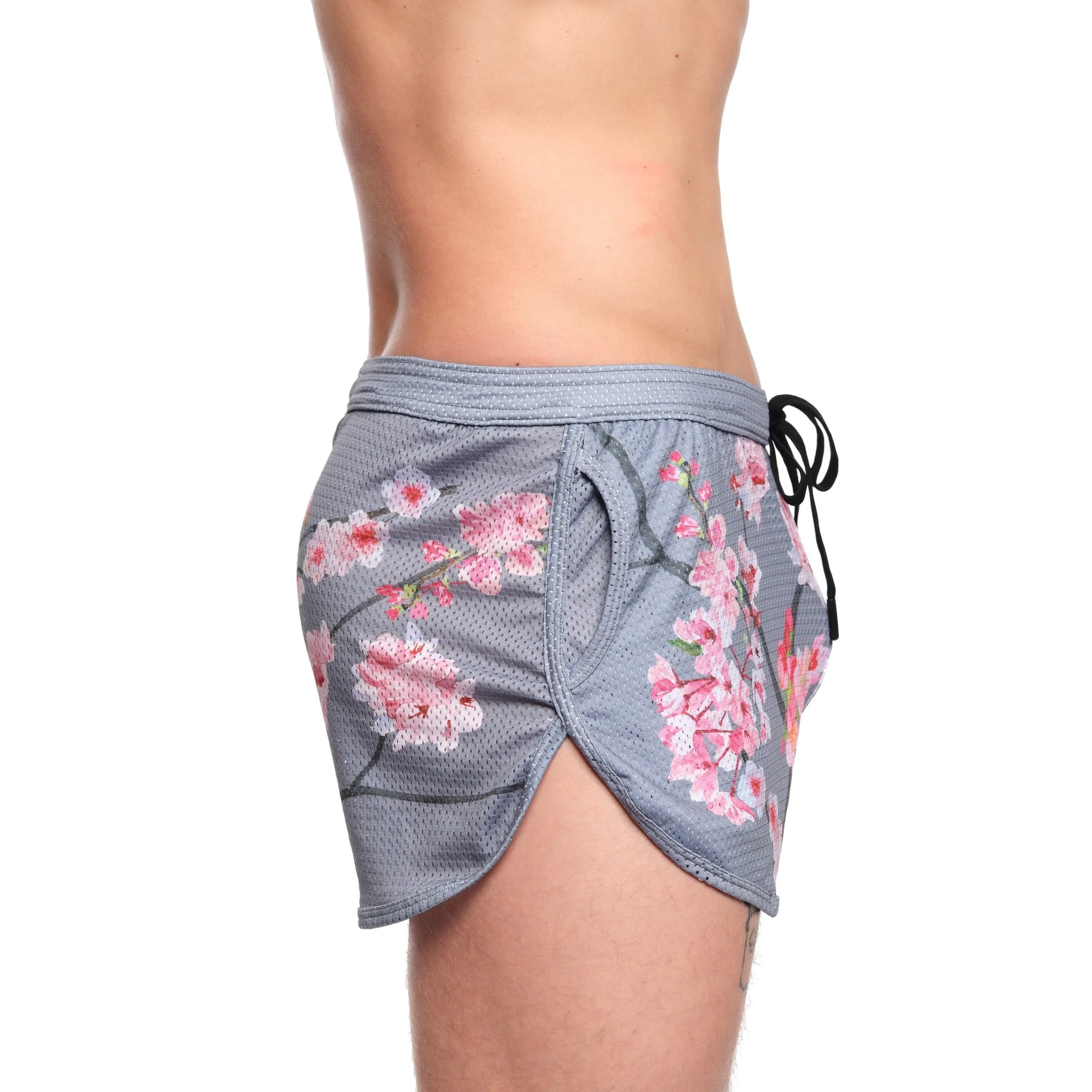 Cherry Blossom Mesh Short Grey