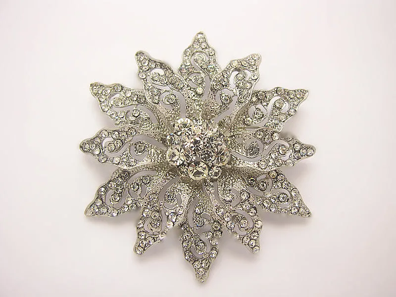 Crystal Flower Wedding Bridal Fashion Brooch