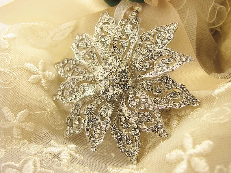 Crystal Flower Wedding Bridal Fashion Brooch