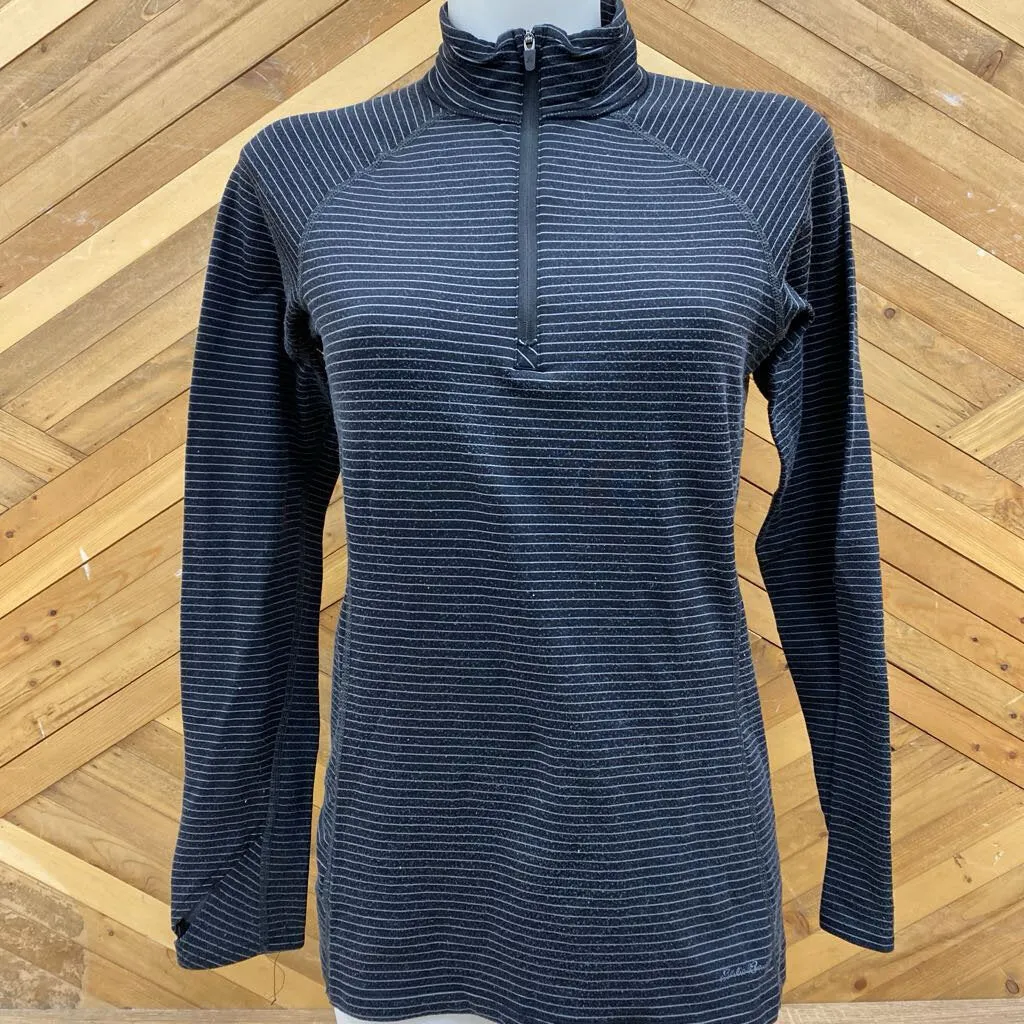 Eddie Bauer - Women's First Ascent L/S 1/4-Zip Baselayer Top - MSRP comp $85: Black/Grey-women-MD