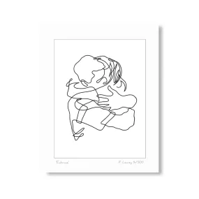 Embrace - Minimalist Mounted Art 16" x 12" - Black