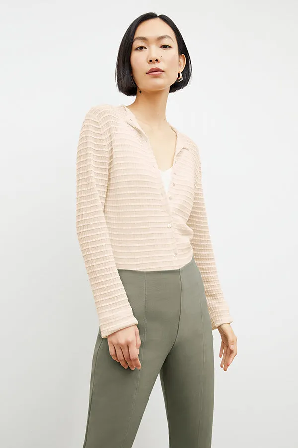 Emerson Cardigan - Airy Stripe Knit :: Meringue