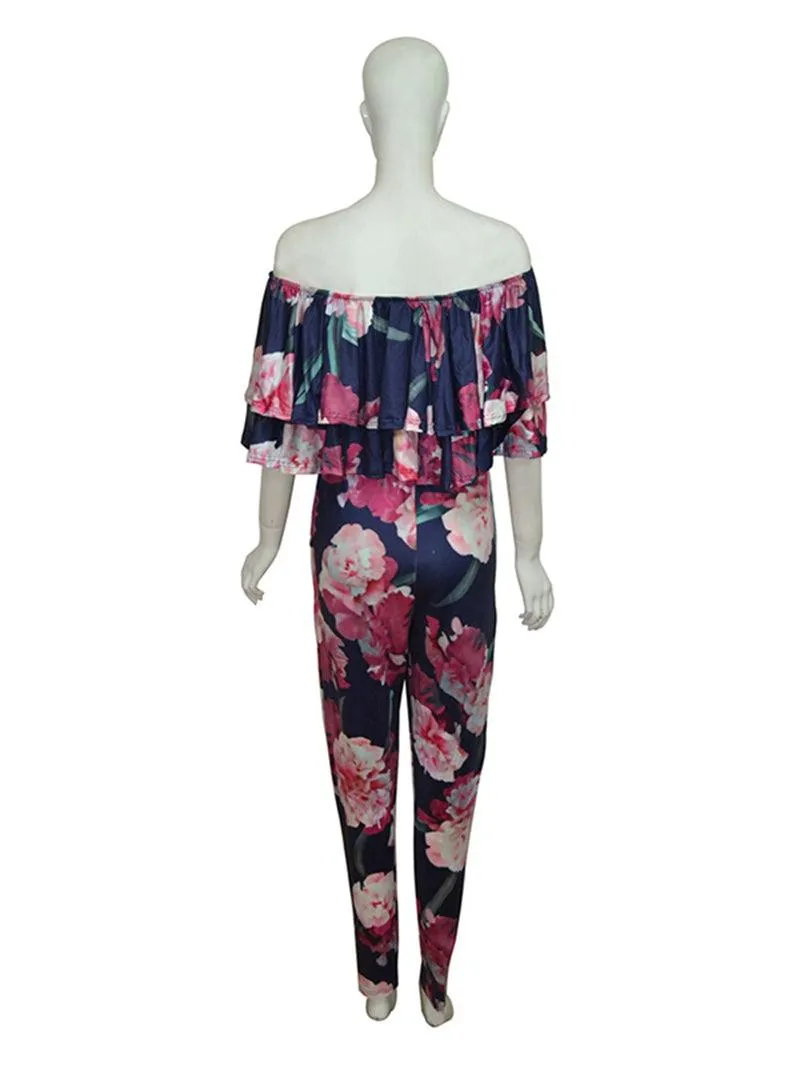 FLORAL RUFFLE SKINNY PANTS SET