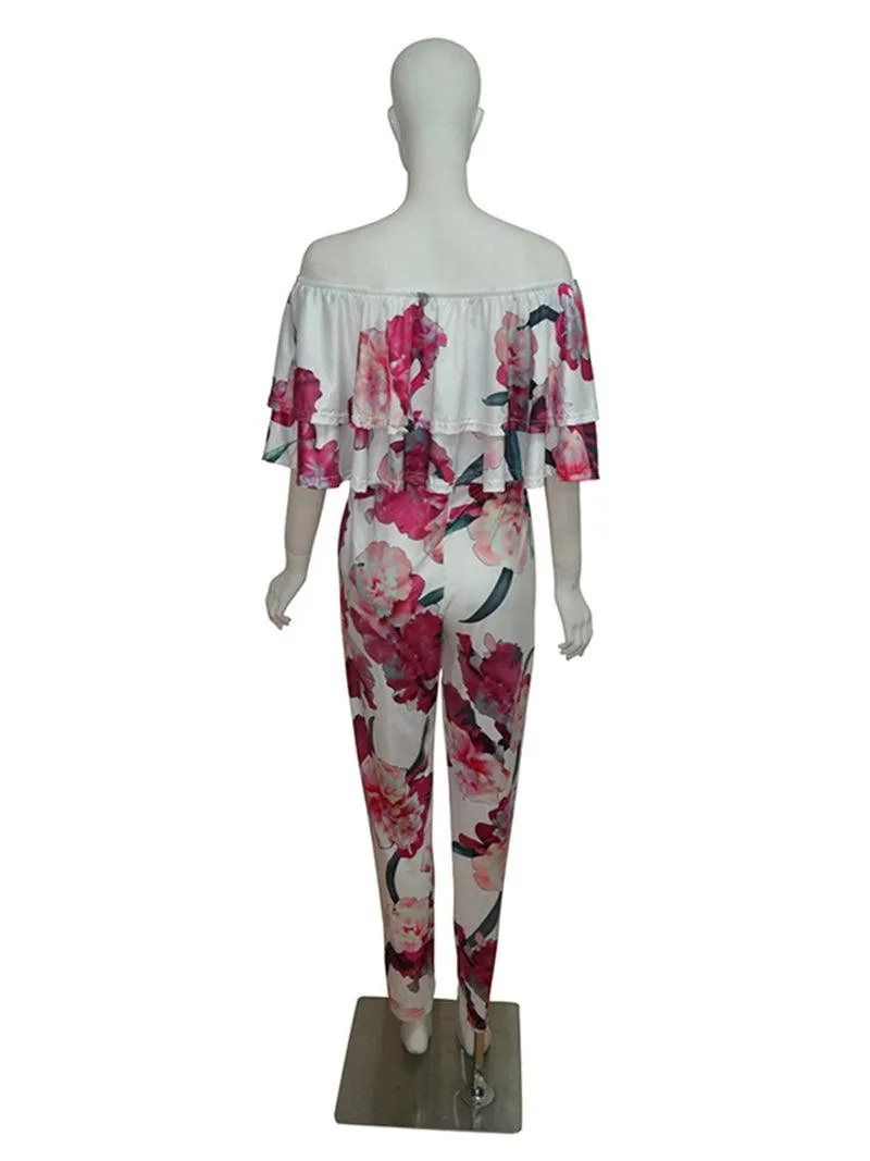 FLORAL RUFFLE SKINNY PANTS SET