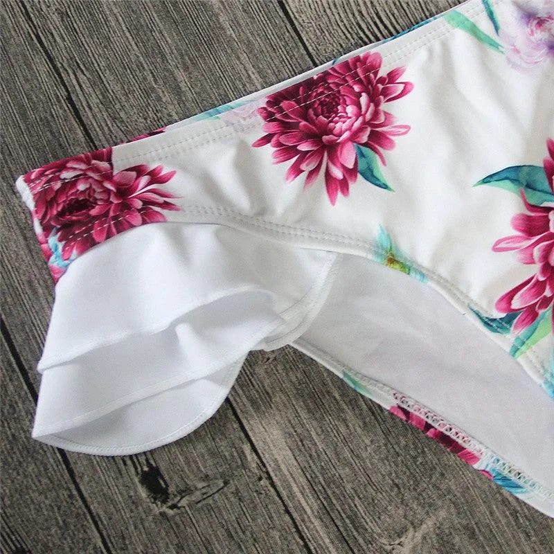 FLORAL RUFFLED TWO-PIECE SWIMSUIT