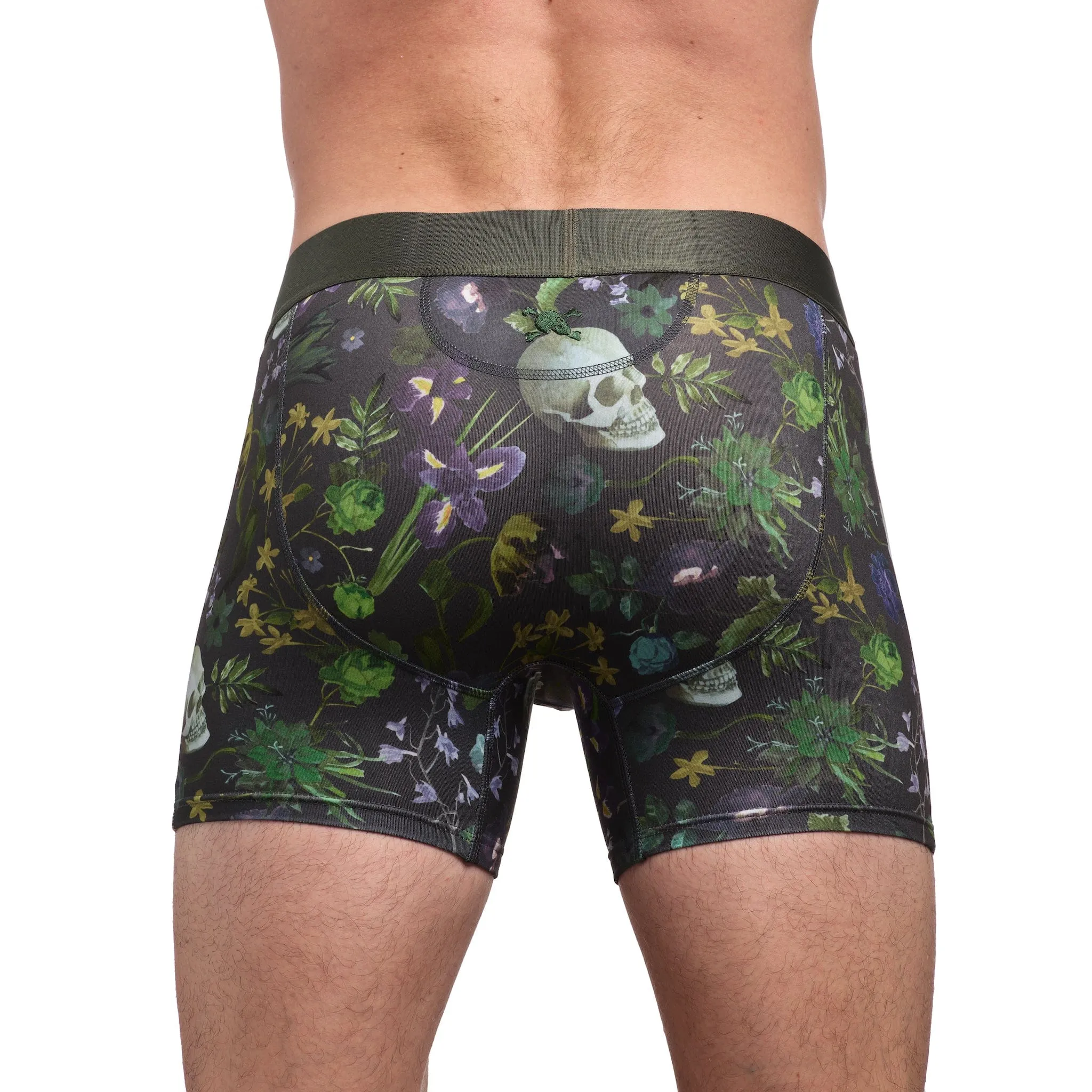 Hand-Painted Dutch Floral Boxer Brief Green