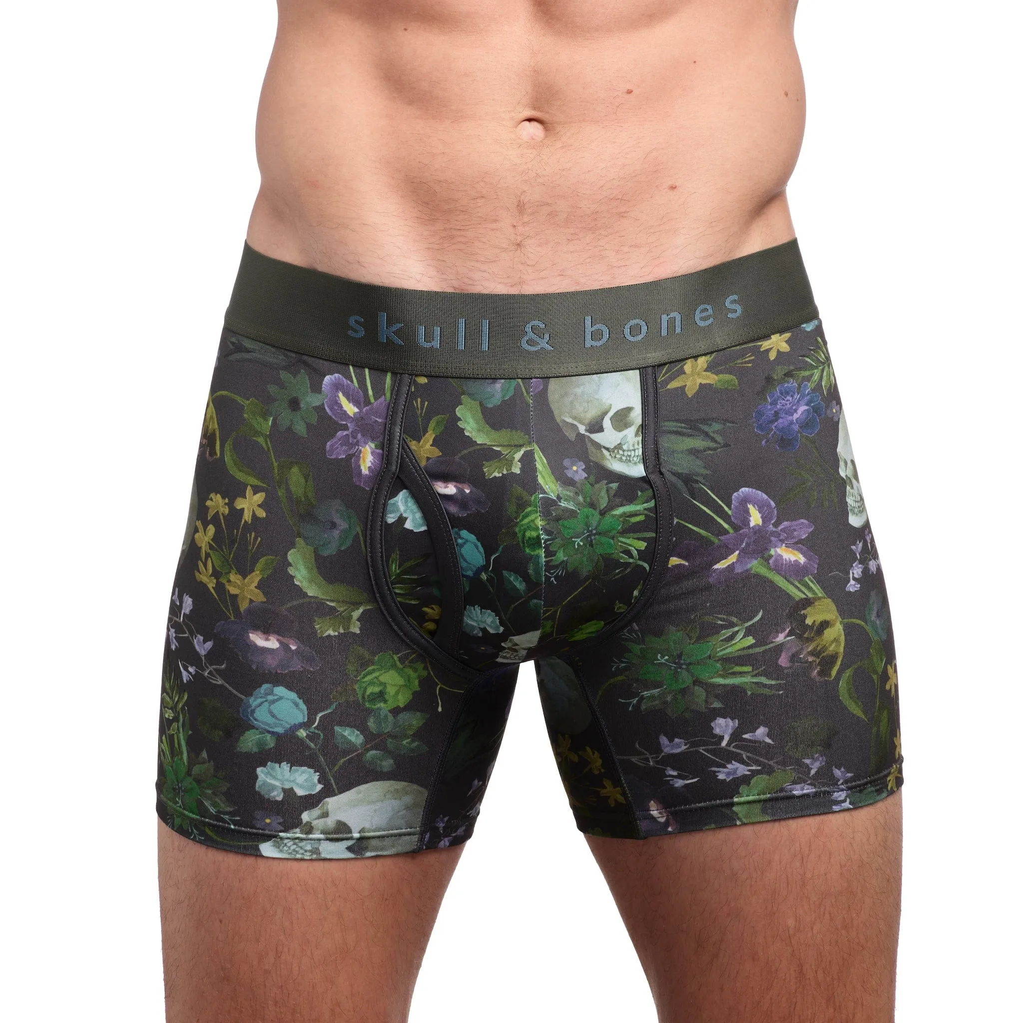 Hand-Painted Dutch Floral Boxer Brief Green