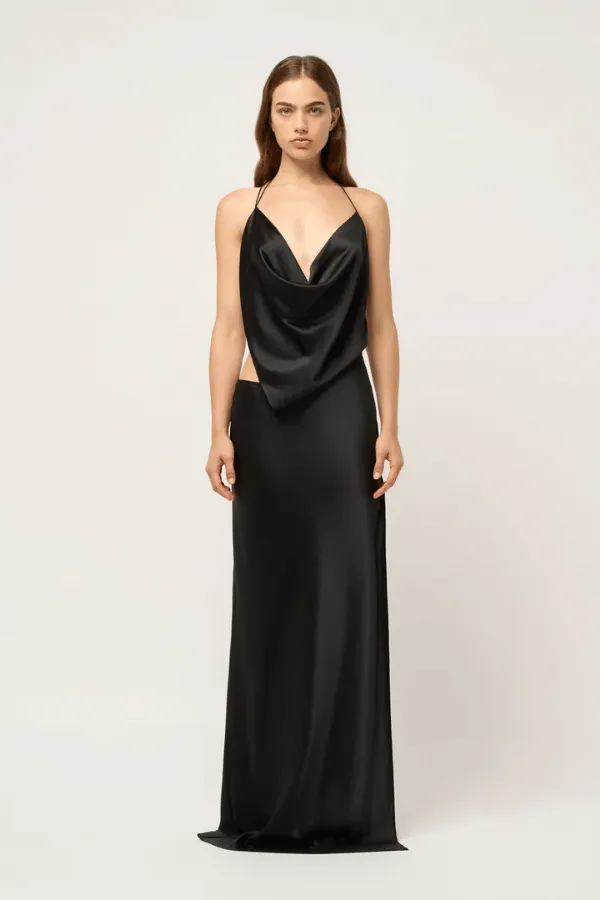 Iced Bias Maxi Dress Black