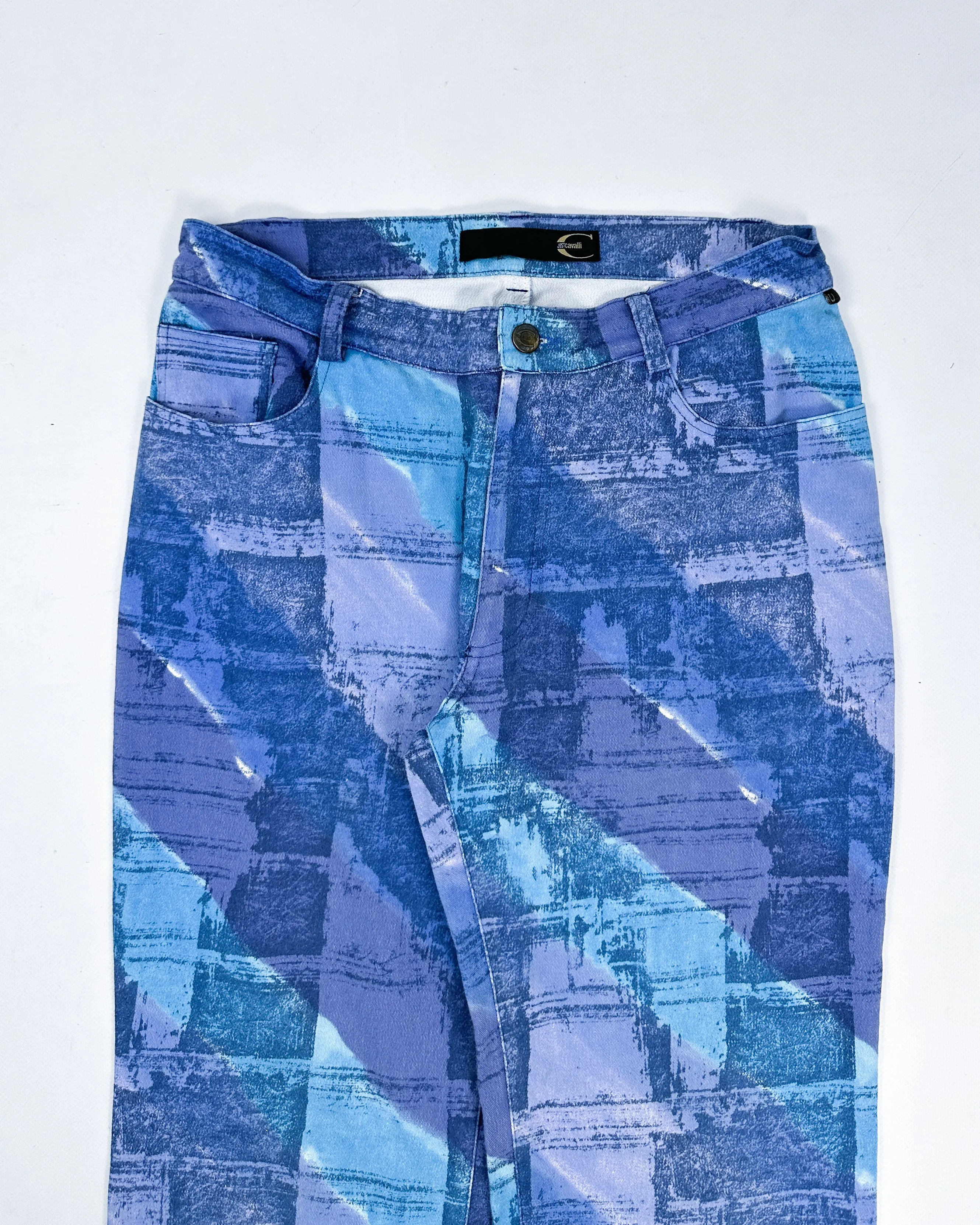 Just Cavalli Psychedelic Print Denim Pants 2000's