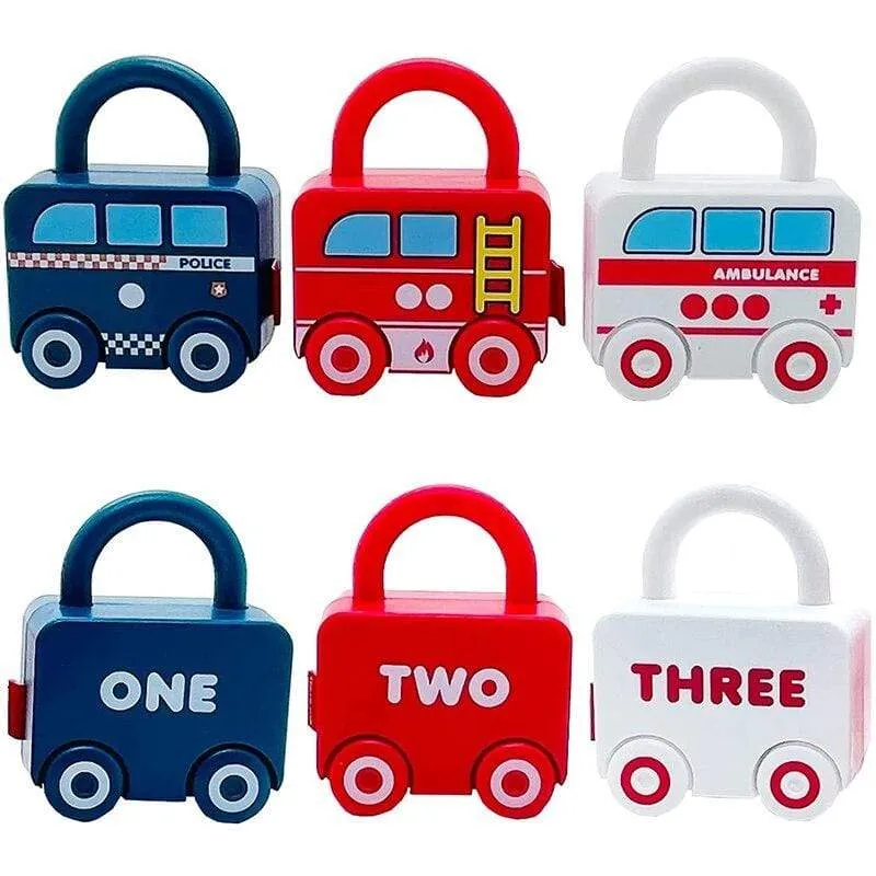 Kids Learning Locks with Keys Educational Preschool Numbers Matching & Counting Montessori Car Toys Teaching Aids Toys Games