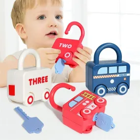 Kids Learning Locks with Keys Educational Preschool Numbers Matching & Counting Montessori Car Toys Teaching Aids Toys Games