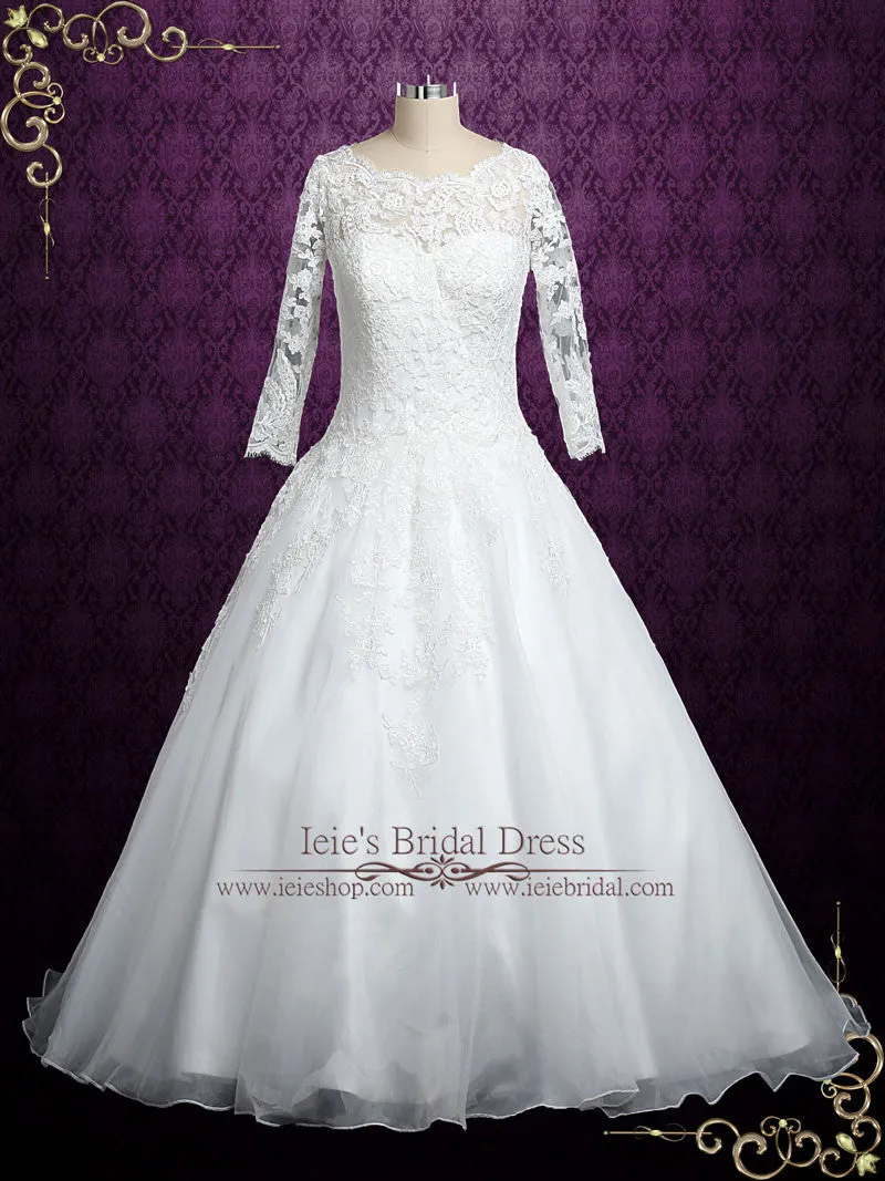 Long Sleeves Lace Ball Gown Wedding Dress | Nicole