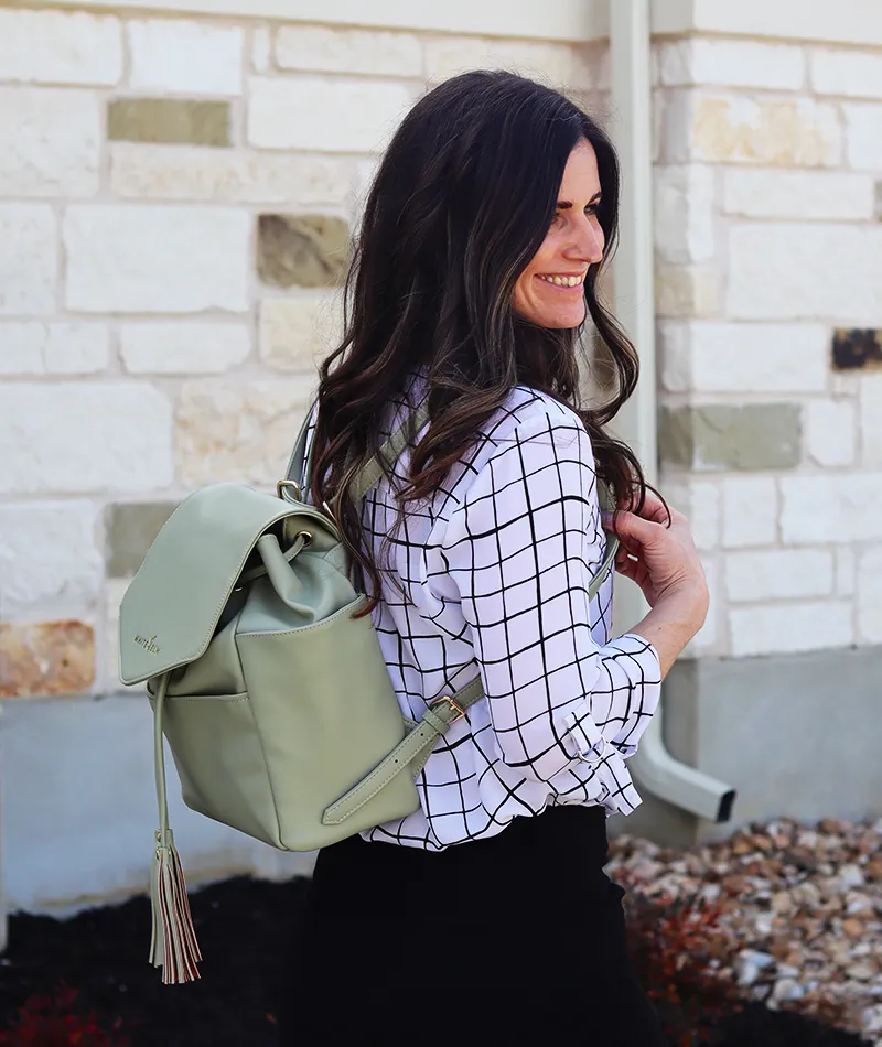 Luna Drawstring Backpack - Sage Green - [Outlet RETIRED Final Sale]