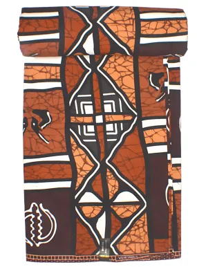 Multi-Shaded Brown Tribal African Print  - CA302