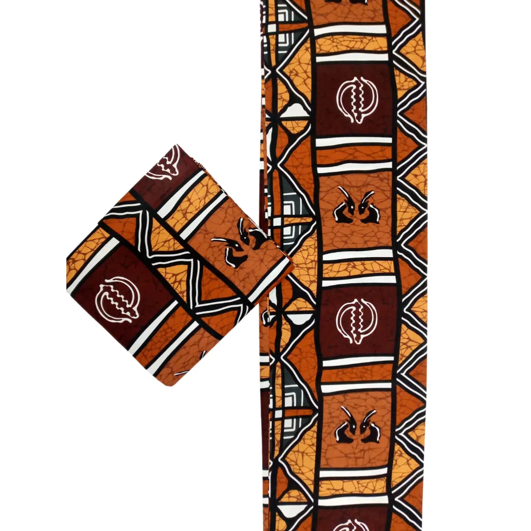 Multi-Shaded Brown Tribal African Print  - CA302