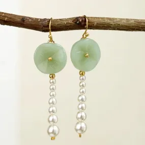 Pearl Earrings: Lotus Leaf