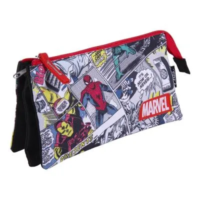 Penar multifunctional cu 3 compartimente, Marvel,  3 ani, baieti/fete