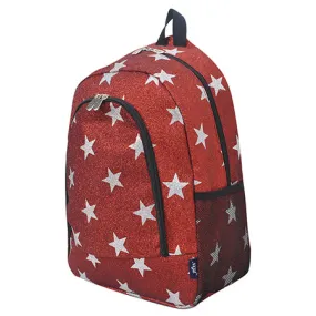 Red Glitter Super Star NGIL Canvas Backpack