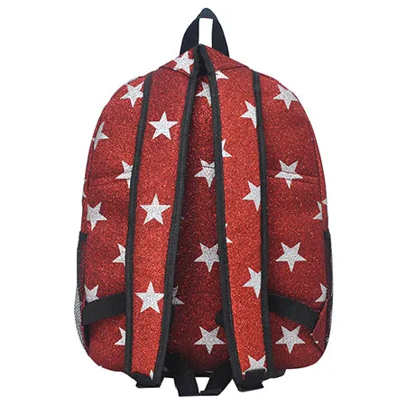 Red Glitter Super Star NGIL Canvas Backpack