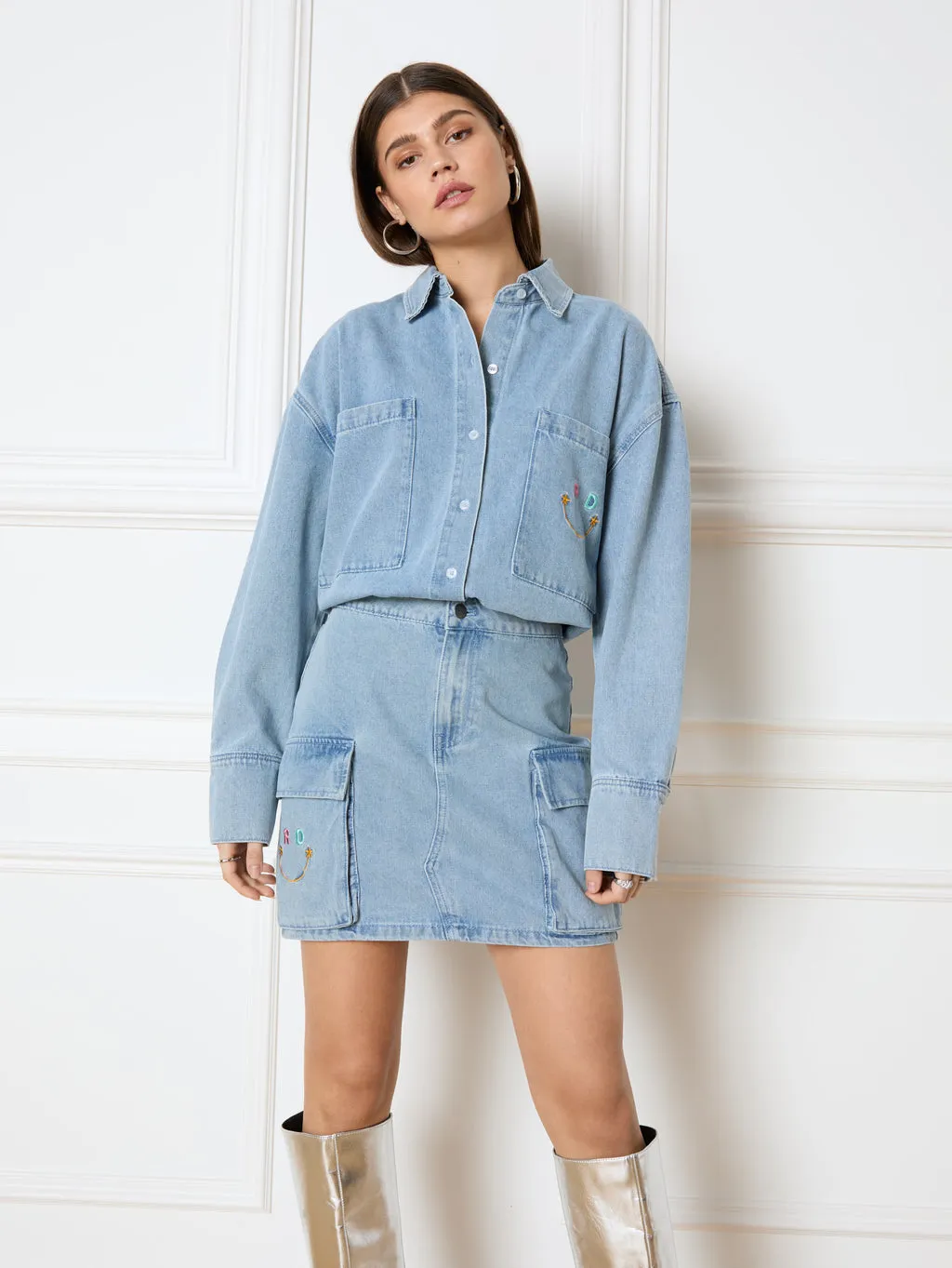 Refined Department Woven Denim Smiley Skirt Jisel