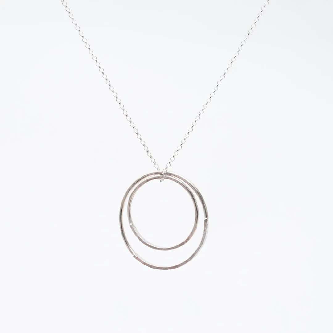 Silver Large Double Hammered Necklace