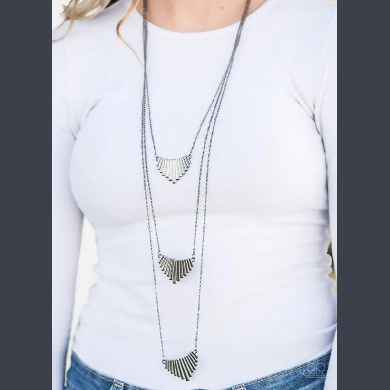 Uphill Battle Black Tri-Layer Necklace